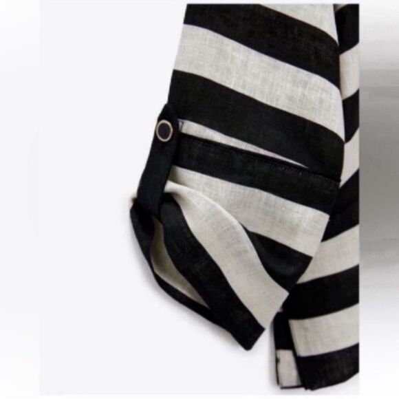 NWT Elegant ZARA STRIPED LINEN TOP Size XS - Picture 13 of 13